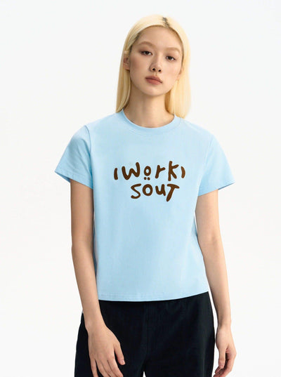 Fun Handwriting Text T-Shirt Korean Street Fashion T-Shirt By WORKSOUT Shop Online at OH Vault
