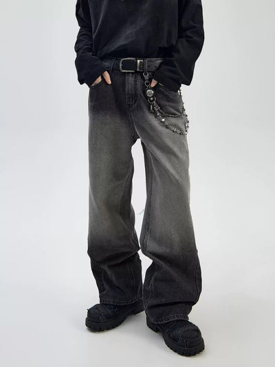 Gradient Washed Straight Jeans Korean Street Fashion Jeans By Ash Dark Shop Online at OH Vault