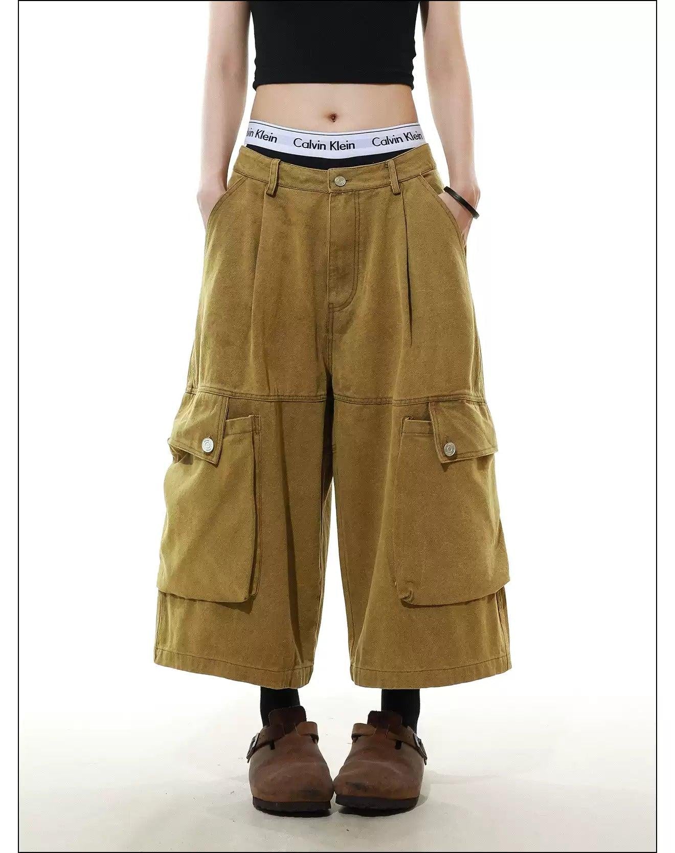 Side Embossed Pockets Cargo Shorts Korean Street Fashion Shorts By Mr Nearly Shop Online at OH Vault