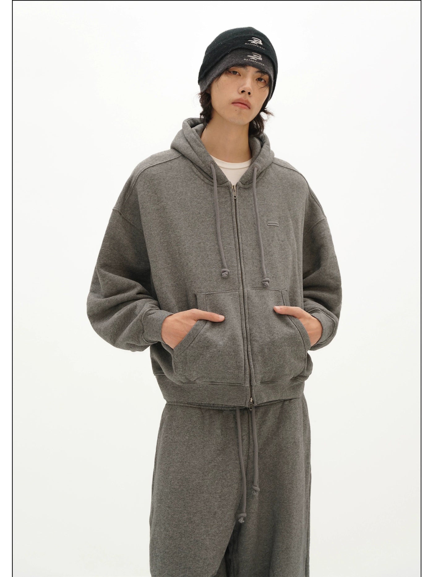 Drawstring Zipped Hoodie & Sweatpants Set Korean Street Fashion Clothing Set By Mason Prince Shop Online at OH Vault