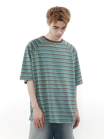 Retro Stripes Casual T-Shirt Korean Street Fashion T-Shirt By Mr Nearly Shop Online at OH Vault