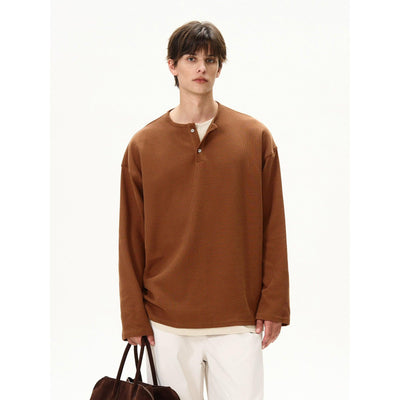 Henley Collar Layered T-Shirt Korean Street Fashion T-Shirt By MaxDstr Shop Online at OH Vault