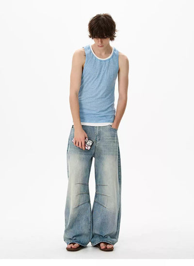 Fade Spots Loose Jeans Korean Street Fashion Jeans By 77Flight Shop Online at OH Vault