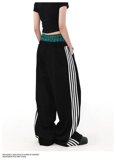 Double Waist Plaid Sweatpants Korean Street Fashion Pants By Mr Nearly Shop Online at OH Vault