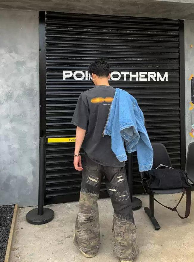 Sound Wave Print Washed T-Shirt Korean Street Fashion T-Shirt By Poikilotherm Shop Online at OH Vault