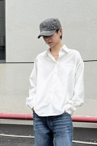 Sleek Solid Color Shirt Korean Street Fashion Shirt By Ash Dark Shop Online at OH Vault