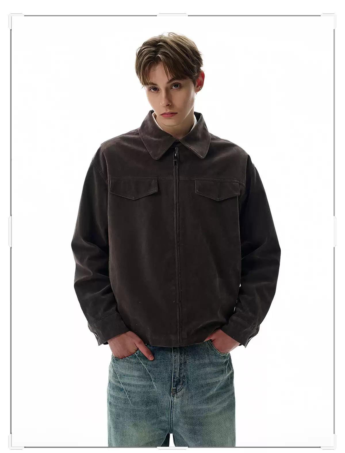 Solid Structured Zip-Up Jacket