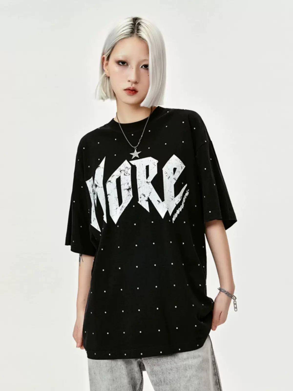 Text Wide Dots Long Sleeve T-Shirt Korean Street Fashion T-Shirt By Made Extreme Shop Online at OH Vault