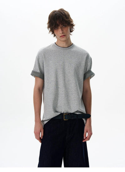 Folded Sleeves Splice T-Shirt Korean Street Fashion T-Shirt By 77Flight Shop Online at OH Vault