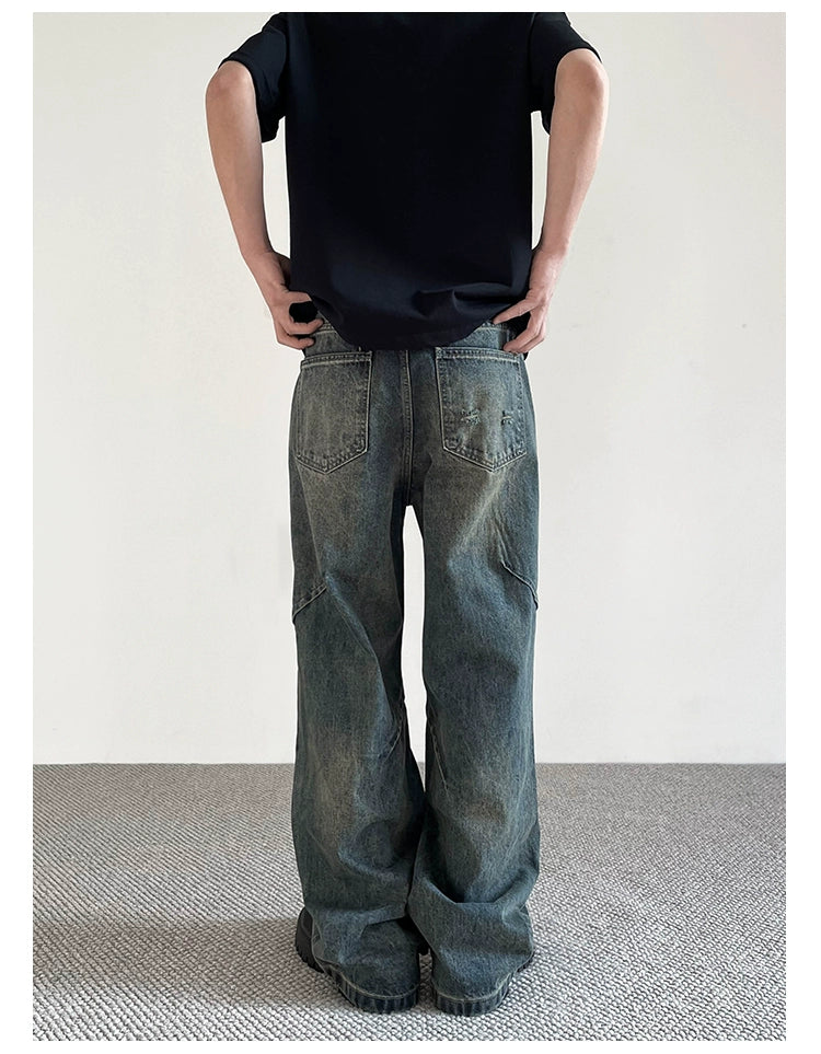 Sharp Lines Washed Jeans Korean Street Fashion Jeans By A PUEE Shop Online at OH Vault