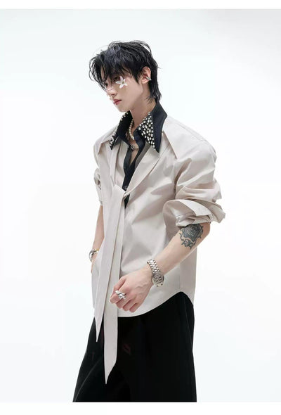 Rhinestone Embellished Strap Detail Shirt Korean Street Fashion Shirt By Argue Culture Shop Online at OH Vault