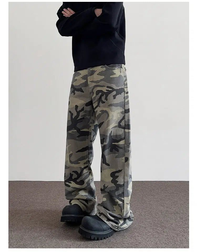 Camouflage Flared Slim Pants Korean Street Fashion Pants By A PUEE Shop Online at OH Vault