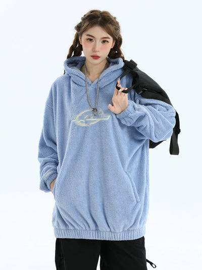 Star Embroidered Fleece Hoodie Korean Street Fashion Hoodie By INS Korea Shop Online at OH Vault