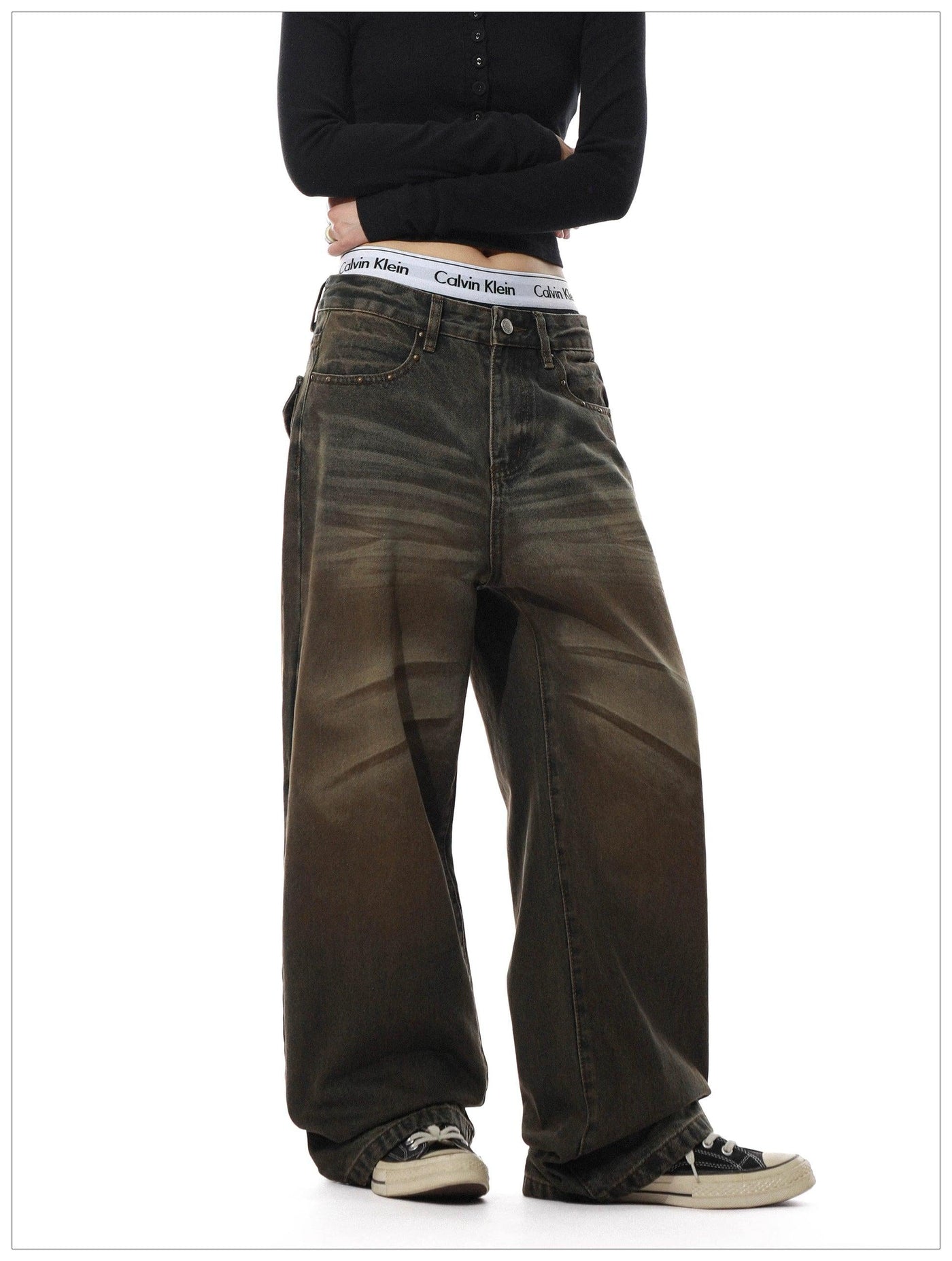 Gradient Washed Whisker Faded Jeans Korean Street Fashion Jeans By Mr Nearly Shop Online at OH Vault