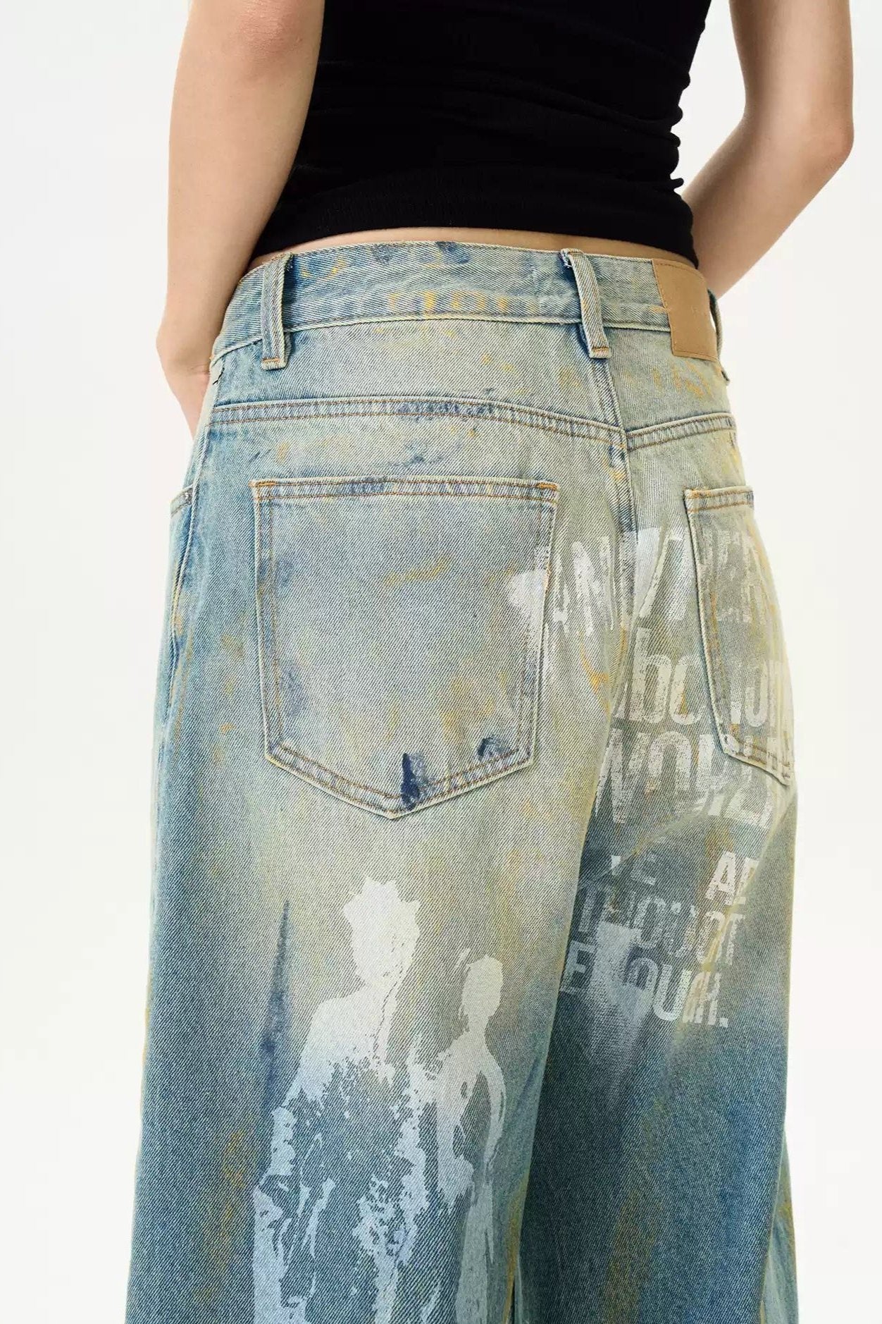 Paint Smudges Faded Jeans Korean Street Fashion Jeans By MaxDstr Shop Online at OH Vault