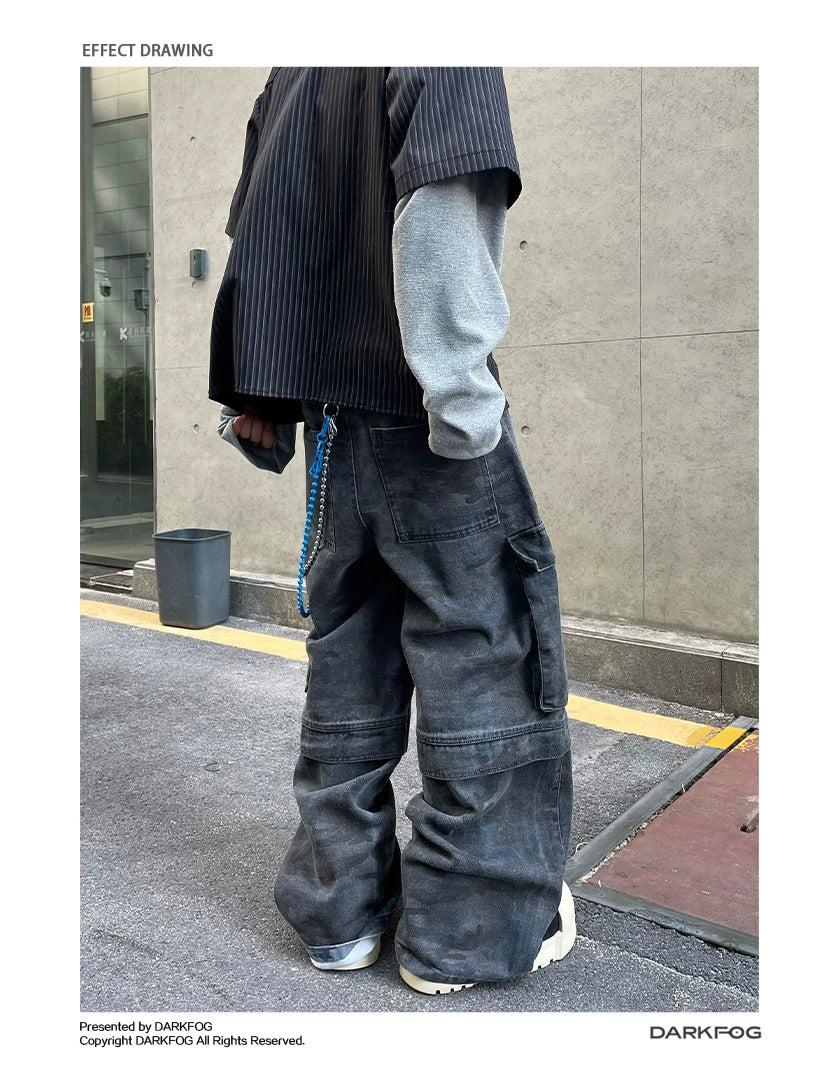 Washed Baggy Fit Cargo Pants Korean Street Fashion Pants By Dark Fog Shop Online at OH Vault