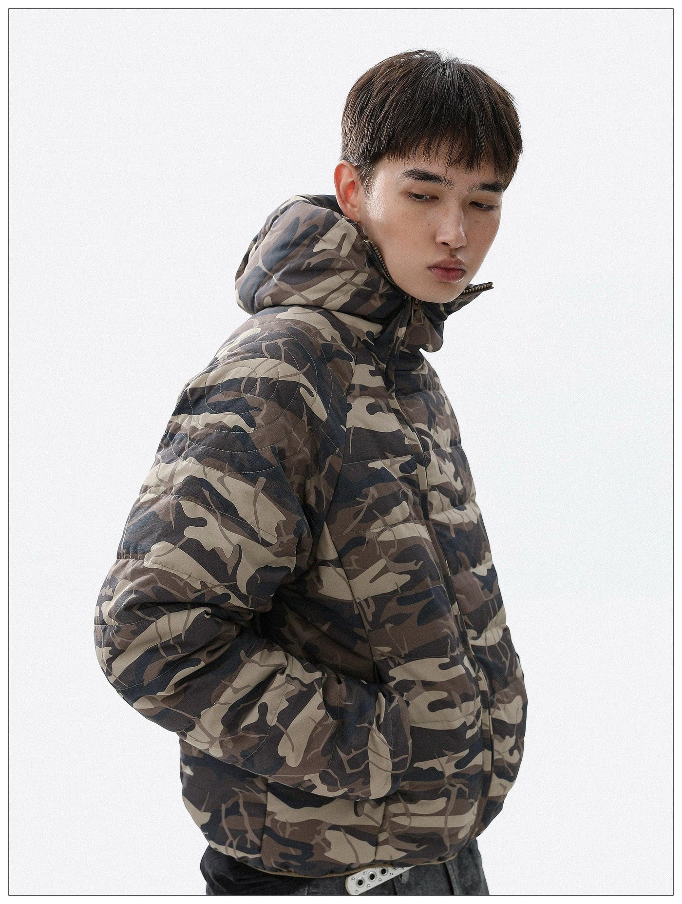 Camo Hooded Down Jacket Korean Street Fashion Jacket By Mr Nearly Shop Online at OH Vault