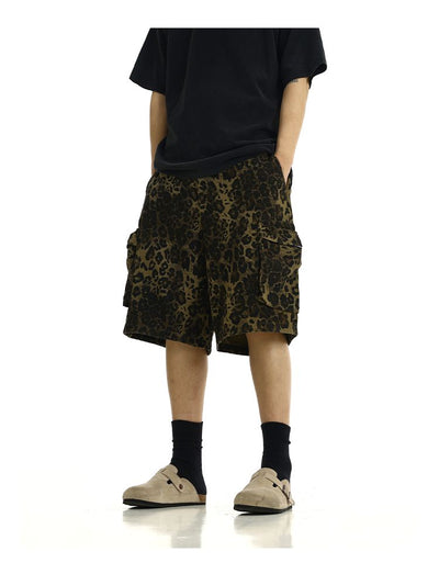 Leopard Print Cargo Shorts Korean Street Fashion Shorts By MEBXX Shop Online at OH Vault