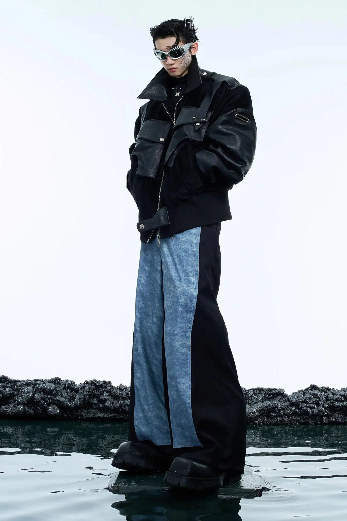 Half Splice Detail Pants Korean Street Fashion Pants By Argue Culture Shop Online at OH Vault