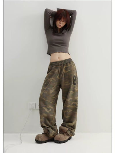 Drawstring Washed Camouflage Sweatpants Korean Street Fashion Pants By Mason Prince Shop Online at OH Vault