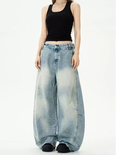 Scimitar Wide-Leg Patchwork Jeans Korean Street Fashion Jeans By MaxDstr Shop Online at OH Vault