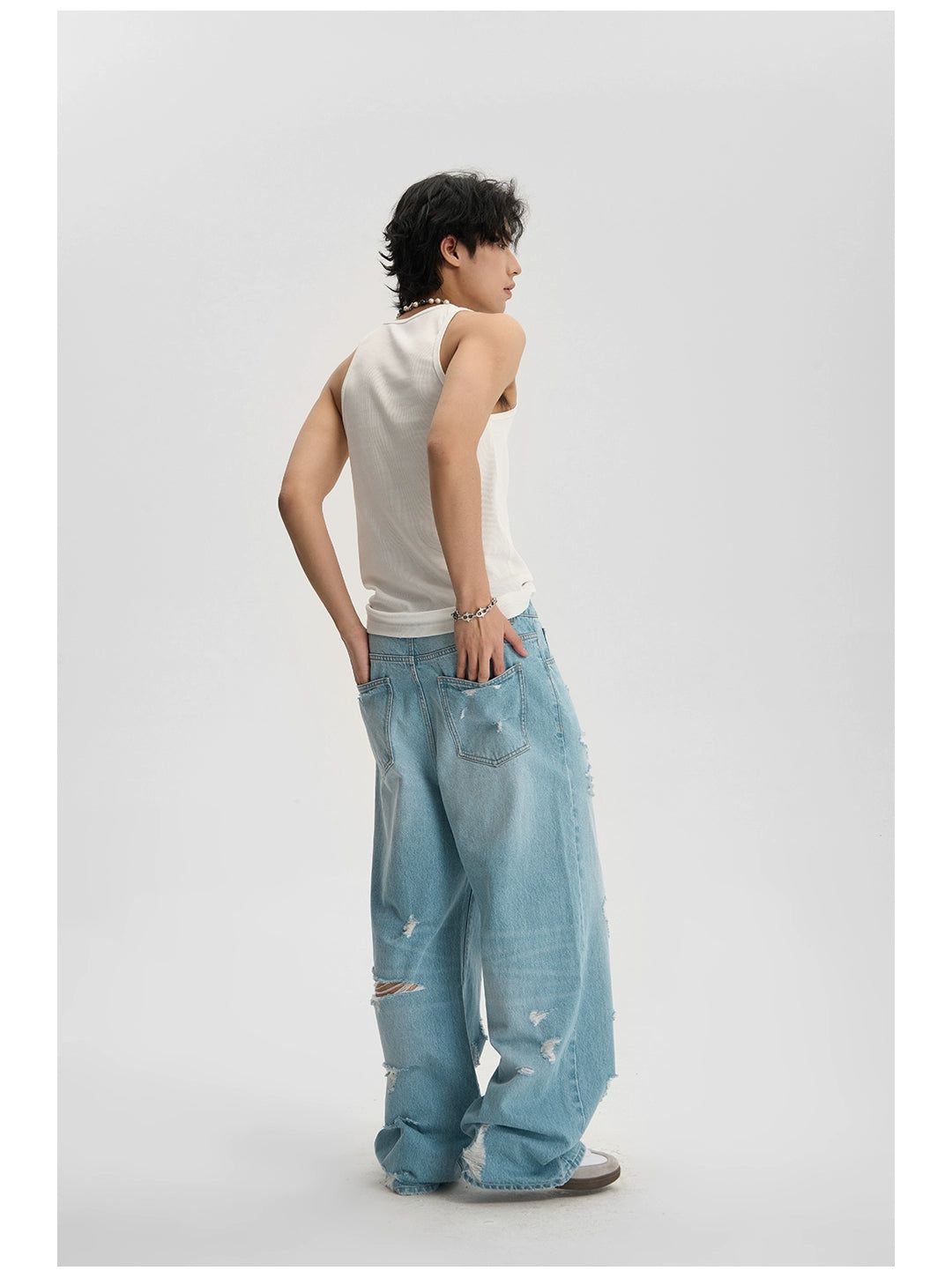 Light Color Ripped Jeans Korean Street Fashion Jeans By JHYQ Shop Online at OH Vault