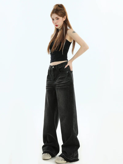 Regular Wash Raw Ends Jeans Korean Street Fashion Jeans By INS Korea Shop Online at OH Vault