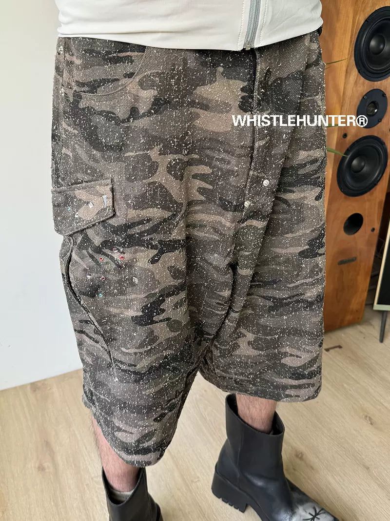 Sanded Camouflage Shorts Korean Street Fashion Shorts By Whistle Hunter Shop Online at OH Vault