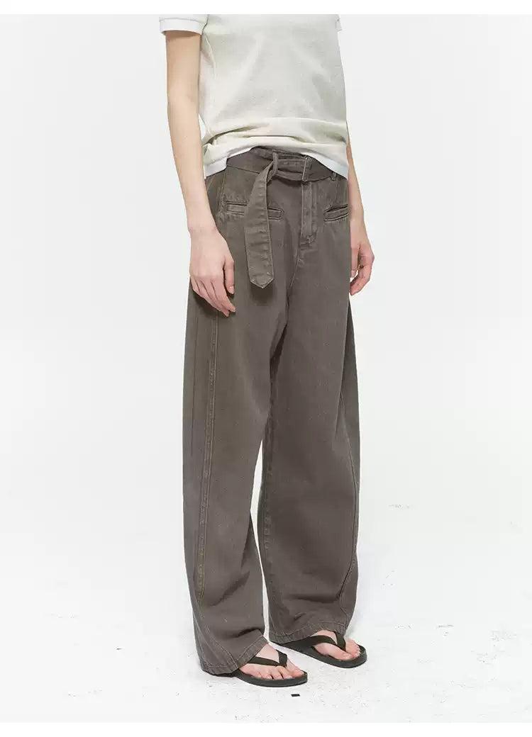 Cloth Belt Washed Jeans Korean Street Fashion Jeans By Country Moment Shop Online at OH Vault