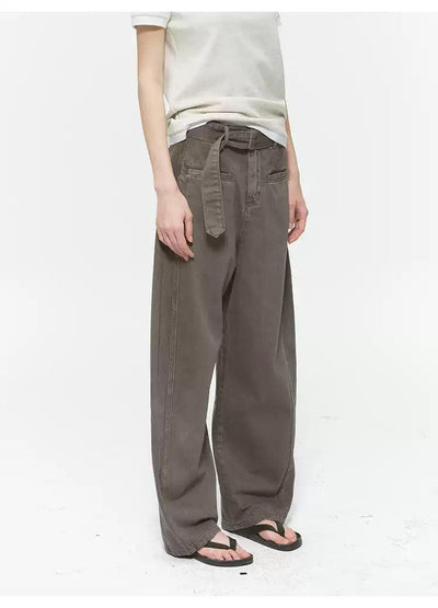 Cloth Belt Washed Jeans Korean Street Fashion Jeans By Country Moment Shop Online at OH Vault