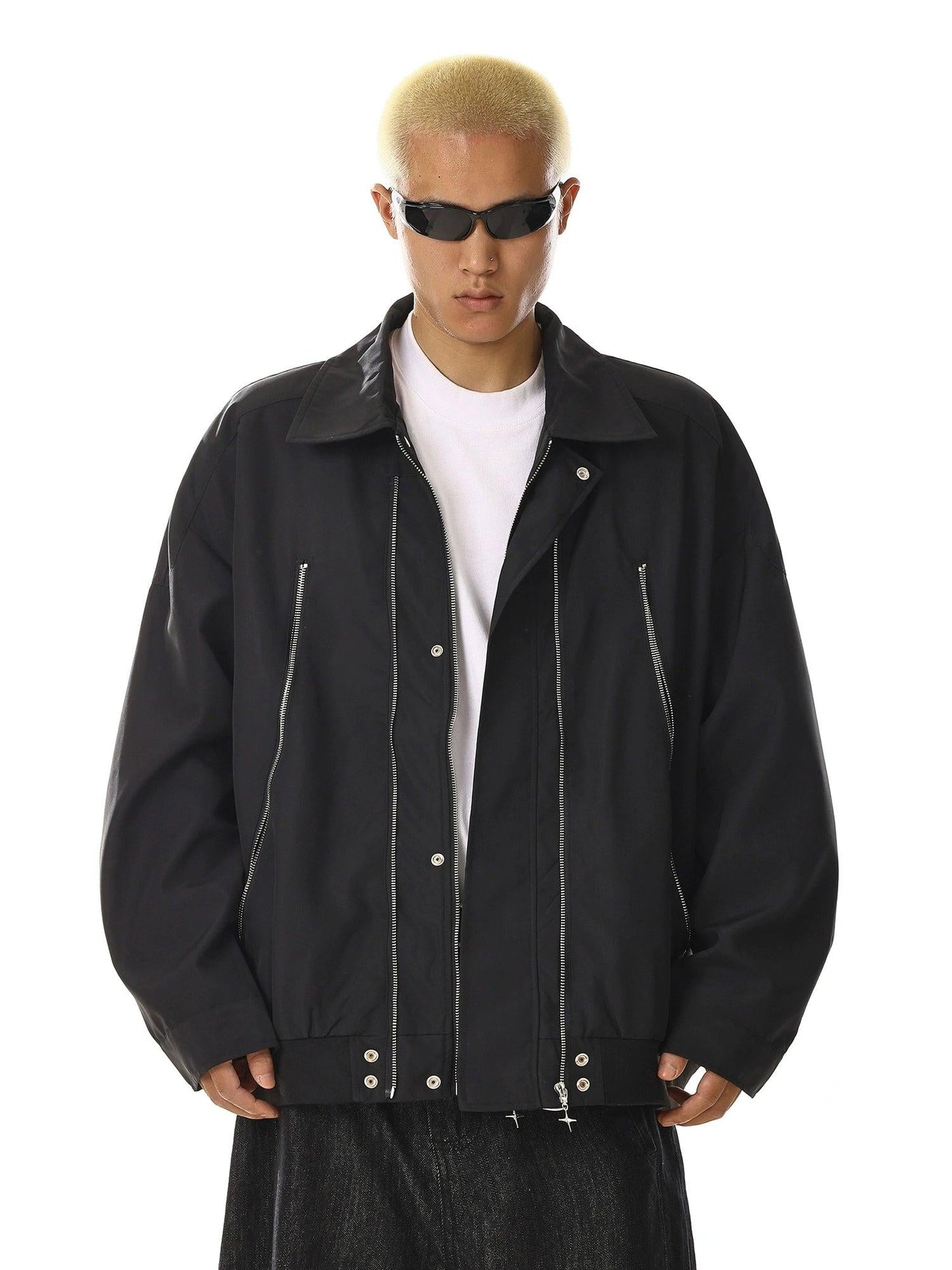 Multi-Zip Collared Jacket Korean Street Fashion Jacket By MEBXX Shop Online at OH Vault