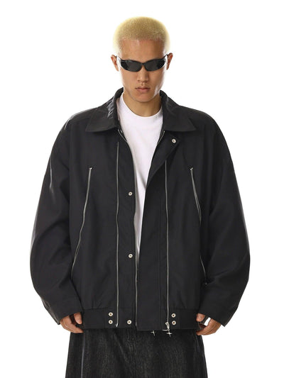 Multi-Zip Collared Jacket Korean Street Fashion Jacket By MEBXX Shop Online at OH Vault