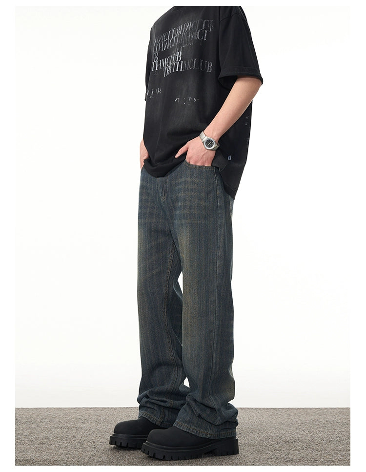 Washed Lines Bootcut Jeans Korean Street Fashion Jeans By A PUEE Shop Online at OH Vault