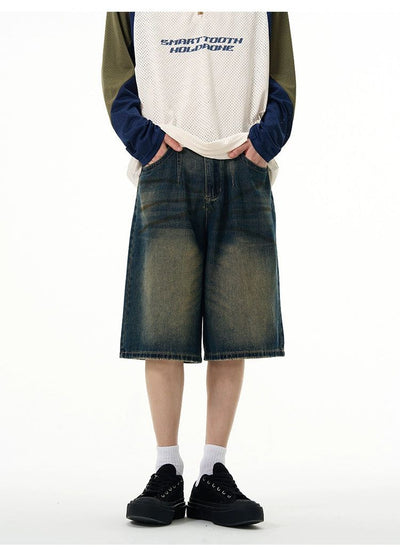 Thigh Fade Denim Shorts Korean Street Fashion Shorts By 77Flight Shop Online at OH Vault