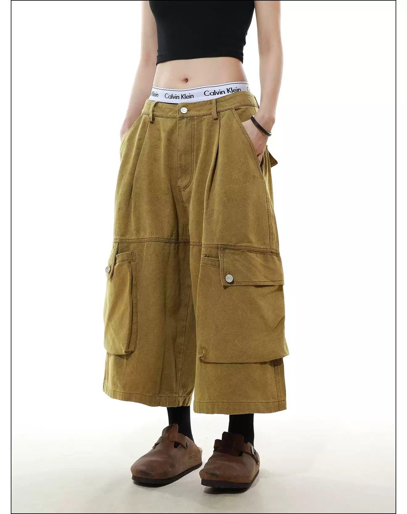 Side Embossed Pockets Cargo Shorts Korean Street Fashion Shorts By Mr Nearly Shop Online at OH Vault
