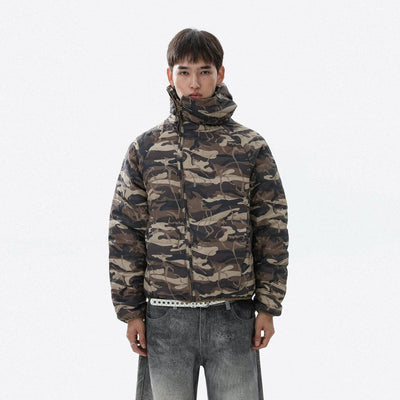 Camo Hooded Down Jacket Korean Street Fashion Jacket By Mr Nearly Shop Online at OH Vault