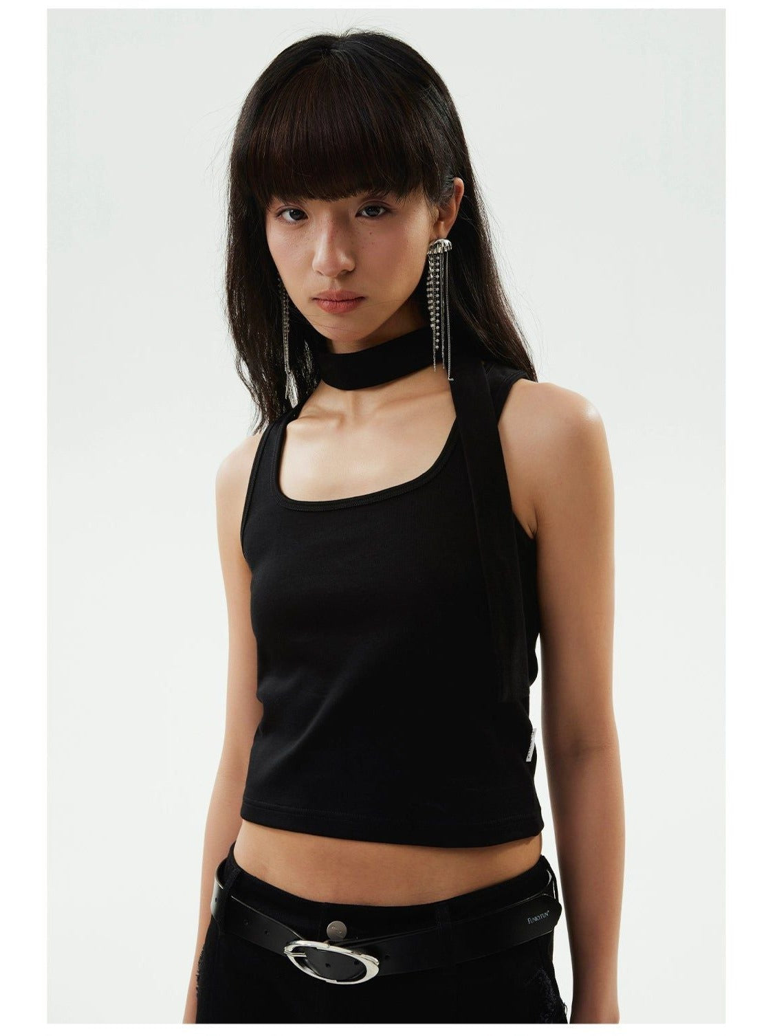 Neck Fabric Tank Top Korean Street Fashion Tank Top By Funky Fun Shop Online at OH Vault
