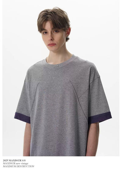 Contrast Sleeve Cuff T-Shirt Korean Street Fashion T-Shirt By MaxDstr Shop Online at OH Vault