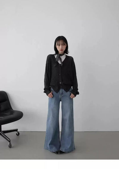 Hollow Pattern Knit Buttoned Cardigan Korean Street Fashion Cardigan By In Knots Shop Online at OH Vault