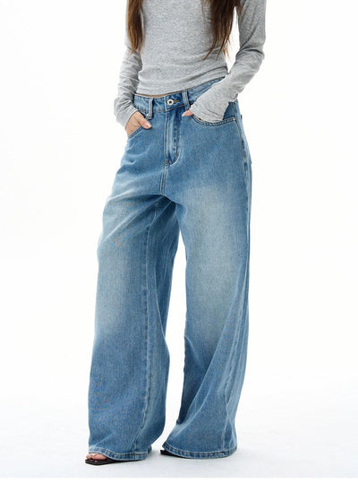 Washed & Faded Straight Fit Jeans Korean Street Fashion Jeans By 77Flight Shop Online at OH Vault