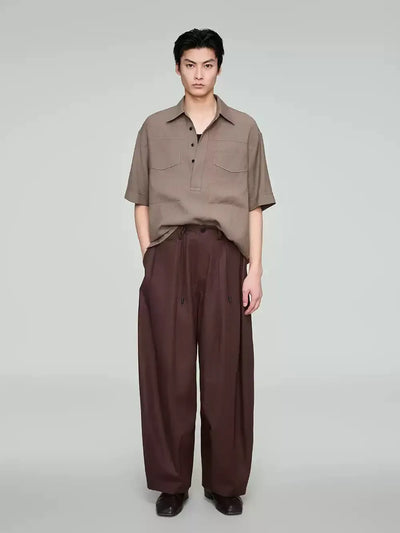 Double Placket Drape Shirt Korean Street Fashion Shirt By Opicloth Shop Online at OH Vault