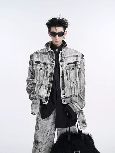Graffiti Detachable Sleeves Denim Jacket Korean Street Fashion Jacket By Slim Black Shop Online at OH Vault