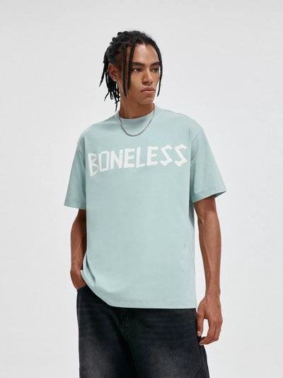 Taped Effect Logo T-Shirt Korean Street Fashion T-Shirt By Boneless Shop Online at OH Vault