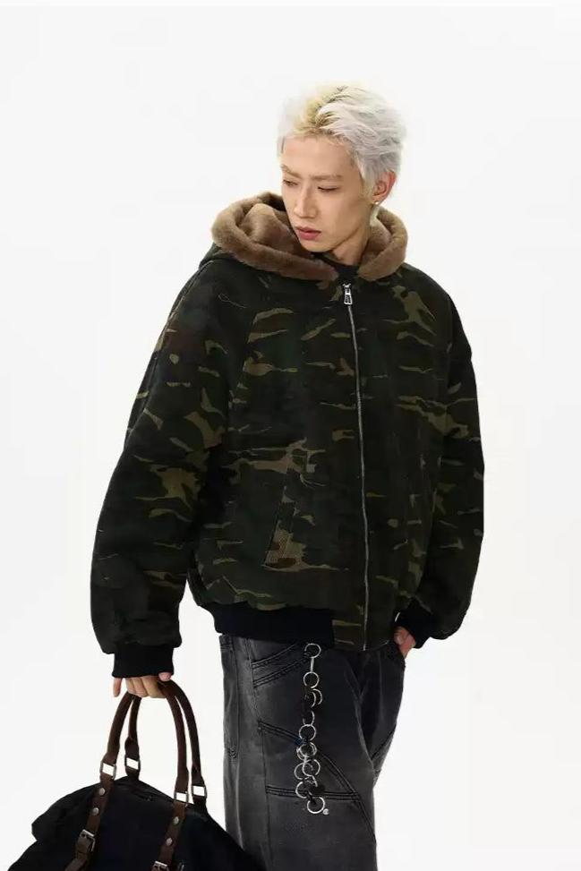 Chic Fleece Lined Hooded Jacket Korean Street Fashion Jacket By A PUEE Shop Online at OH Vault