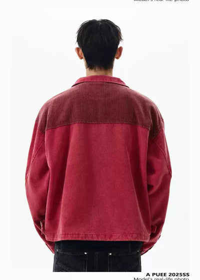 Corduroy Patchwork Jacket Korean Street Fashion Jacket By A PUEE Shop Online at OH Vault