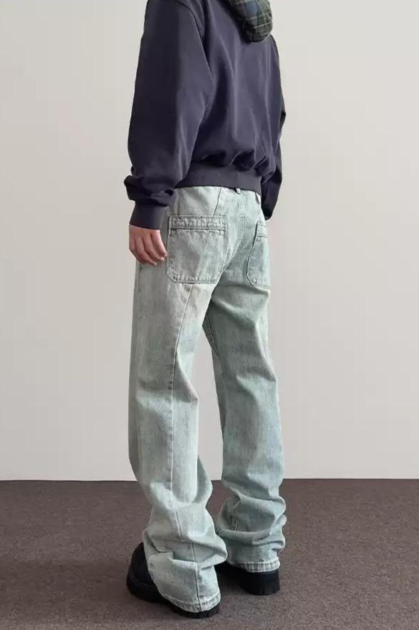 Washed Structured Flare Jeans Korean Street Fashion Jeans By A PUEE Shop Online at OH Vault