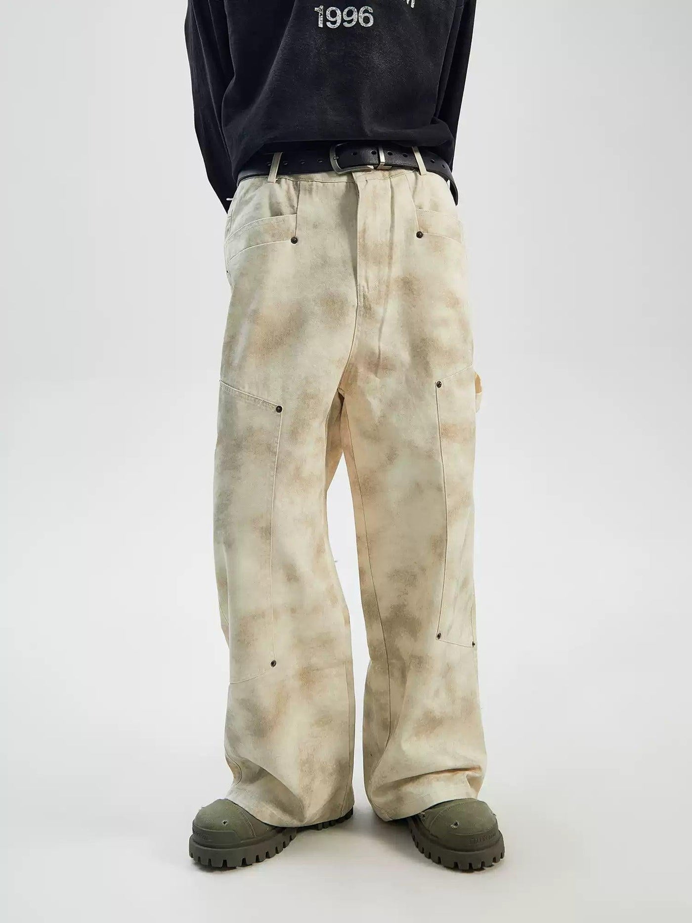 Stained Washed Cargo Pants Korean Street Fashion Pants By Ash Dark Shop Online at OH Vault