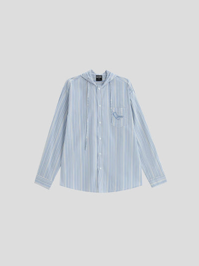 Striped and Hooded Shirt Korean Street Fashion Shirt By INS Korea Shop Online at OH Vault