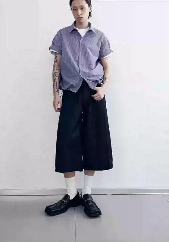 Clean Fit Plaid Buttoned Shirt Korean Street Fashion Shirt By In Knots Shop Online at OH Vault