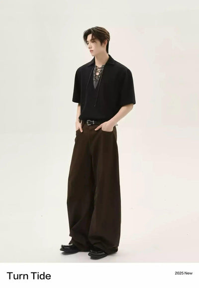 Casual Lace-Up Polo Korean Street Fashion Polo By Turn Tide Shop Online at OH Vault